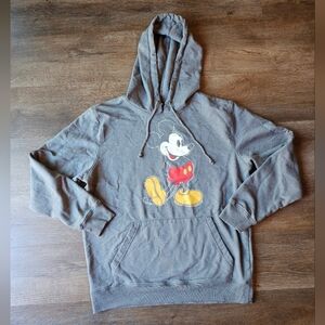 2 Mickey Mouse Disney Charcoal Speckled Hoodie Sweatshirt Pullover Unisex L/XL